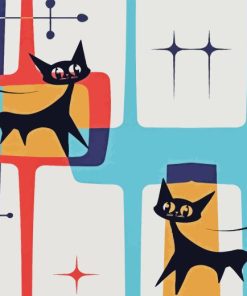 Mid Century Cats Paint By Numbers