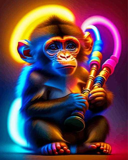 Neon Chimpanzee Paint By Number