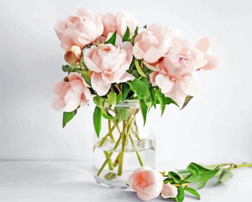 Pink Peonies In Vase Paint By Number