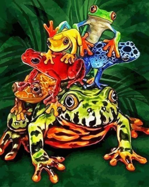 Pile Up Frogs Paint By Numbers