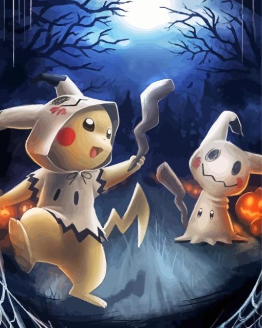 Pokemon And Mimikyu Paint By Numbers