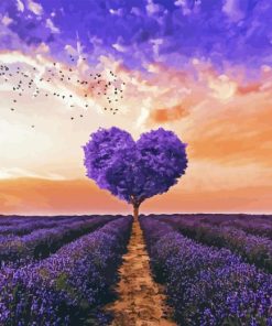 Purple Tree Heart Paint By Number