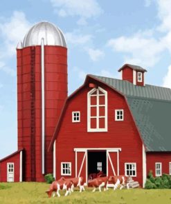 Red Barn With Silo Paint By Number