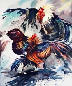 Abstract Rooster Fighting Paint By Number