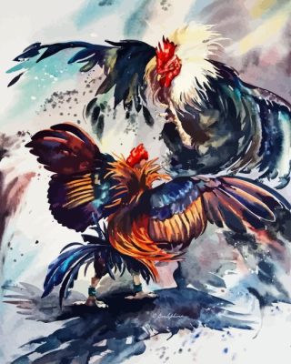 Abstract Rooster Fighting Paint By Number