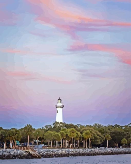 St Simons Island Lighthouse Paint By Number