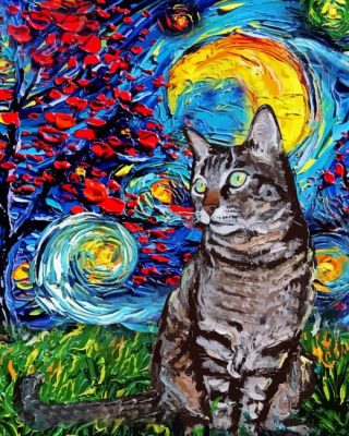 Starry Night Cat Paint By Number