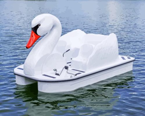 White Swan Boat Paint By Number