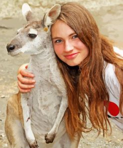 Woman Holding Kangaroos Paint By Numbers