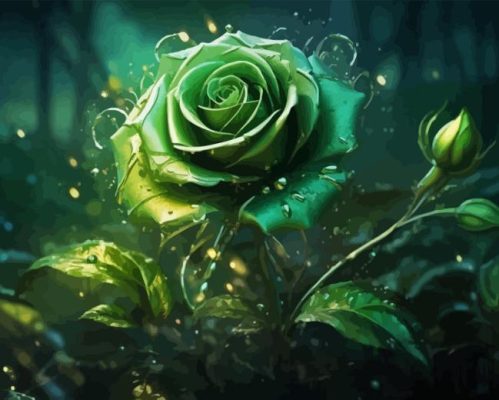 Aesthetic Green Rose Paint By Number