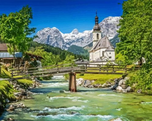 Bavarian Alps River Paint By Numbers