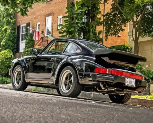 Black Old Porsche Car Paint By Numbers