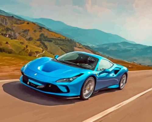 Blue Ferrari F8 Car Paint By Number