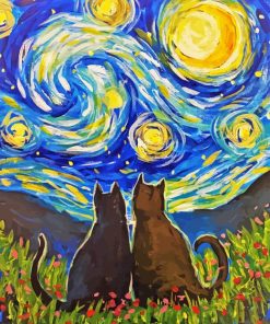 Cat Starry Night Paint By Number