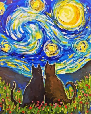 Cat Starry Night Paint By Number