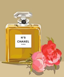 Chanel Bottle And Pink Flowers Paint By Numbers