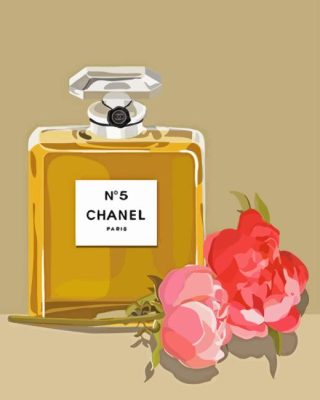 Chanel Bottle And Pink Flowers Paint By Numbers