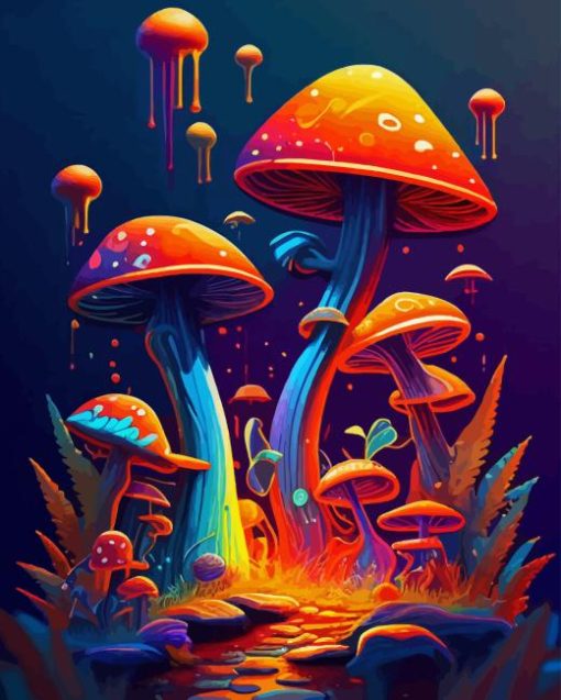 Colorful Mushroom Paint By Number