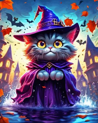 Cute Halloween Cat Paint By Number