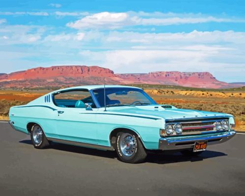 Cyan Ford Torino Paint By Numbers