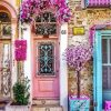 Flowers Pink Door Paint By Numbers