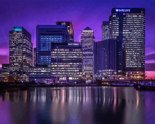 Canary Wharf London At Night Paint By Number