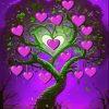 Purple Tree Hearts Paint By Numbers