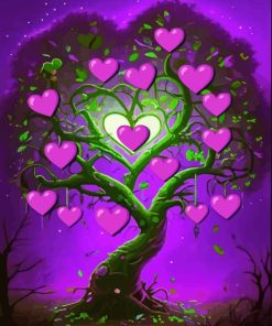 Purple Tree Hearts Paint By Numbers