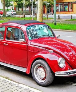 Red Vintage Volkswagen Bug Paint By Numbers