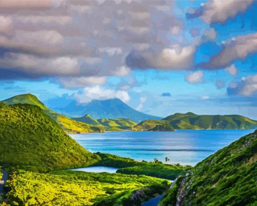 Saint Kitts And Nevis Island Paint By Number