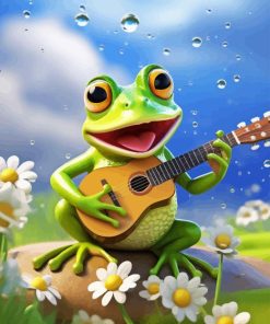 Baby Frog Playing Guitar Paint By Numbers