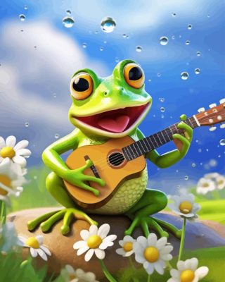 Baby Frog Playing Guitar Paint By Numbers