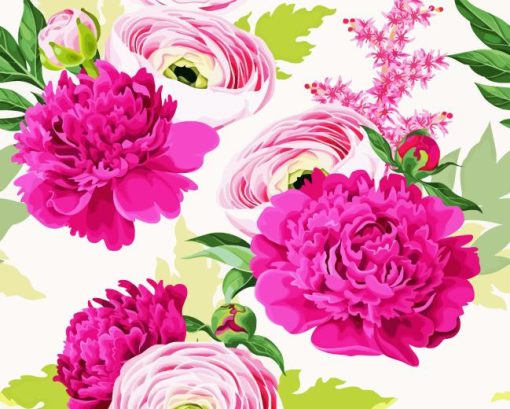 Blooming Peonies And Ranunculus Paint By Number