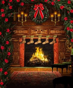 Christmas Fireplace Paint By Numbers