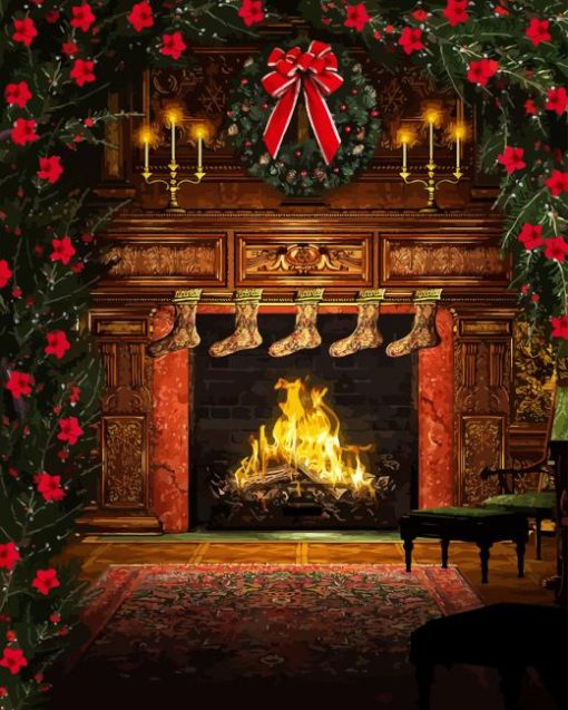 Christmas Fireplace Paint By Numbers