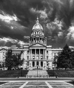 Black And White Colorado State Capitol Paint By Numbers