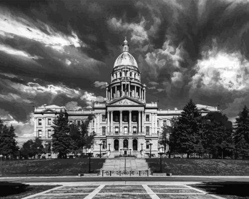 Black And White Colorado State Capitol Paint By Numbers