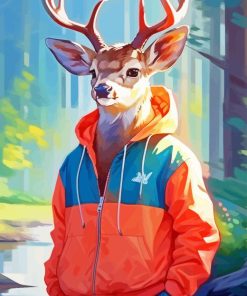 Cool Deer Wearing Clothes Paint By Number