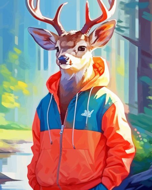 Cool Deer Wearing Clothes Paint By Number