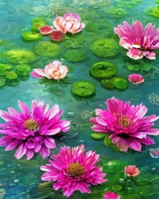 Fuchsia Water Lilies Paint By Numbers