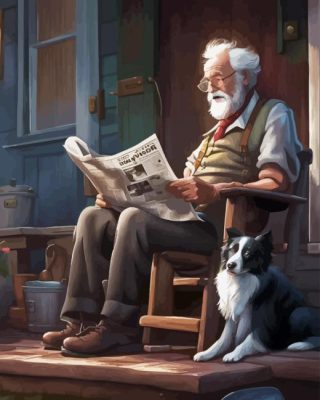 Grandfather Reading Book Paint By Numbers