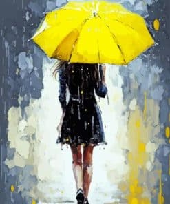 Lady With Yellow Umbrella Paint By Numbers