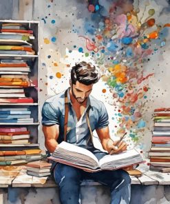 Man Reading A Book Paint By Numbers