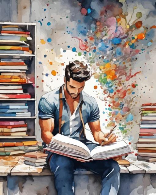 Man Reading A Book Paint By Numbers