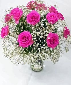 Pink Rose Flower Vase Paint By Number