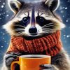 Raccoon With Coffee Paint By Numbers