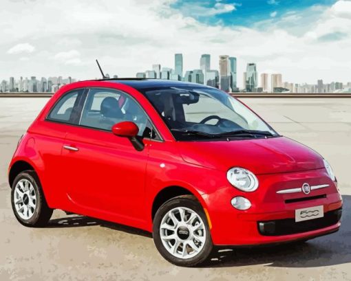 Red Fiat 500 Car Paint By Number