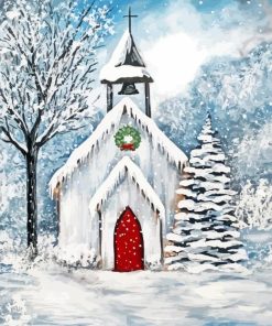 Snow Winter Church Paint By Numbers