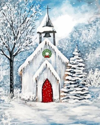 Snow Winter Church Paint By Numbers