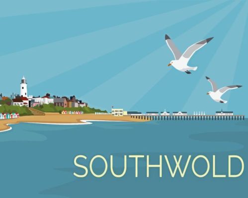 Southwold Beach Poster Paint By Numbers